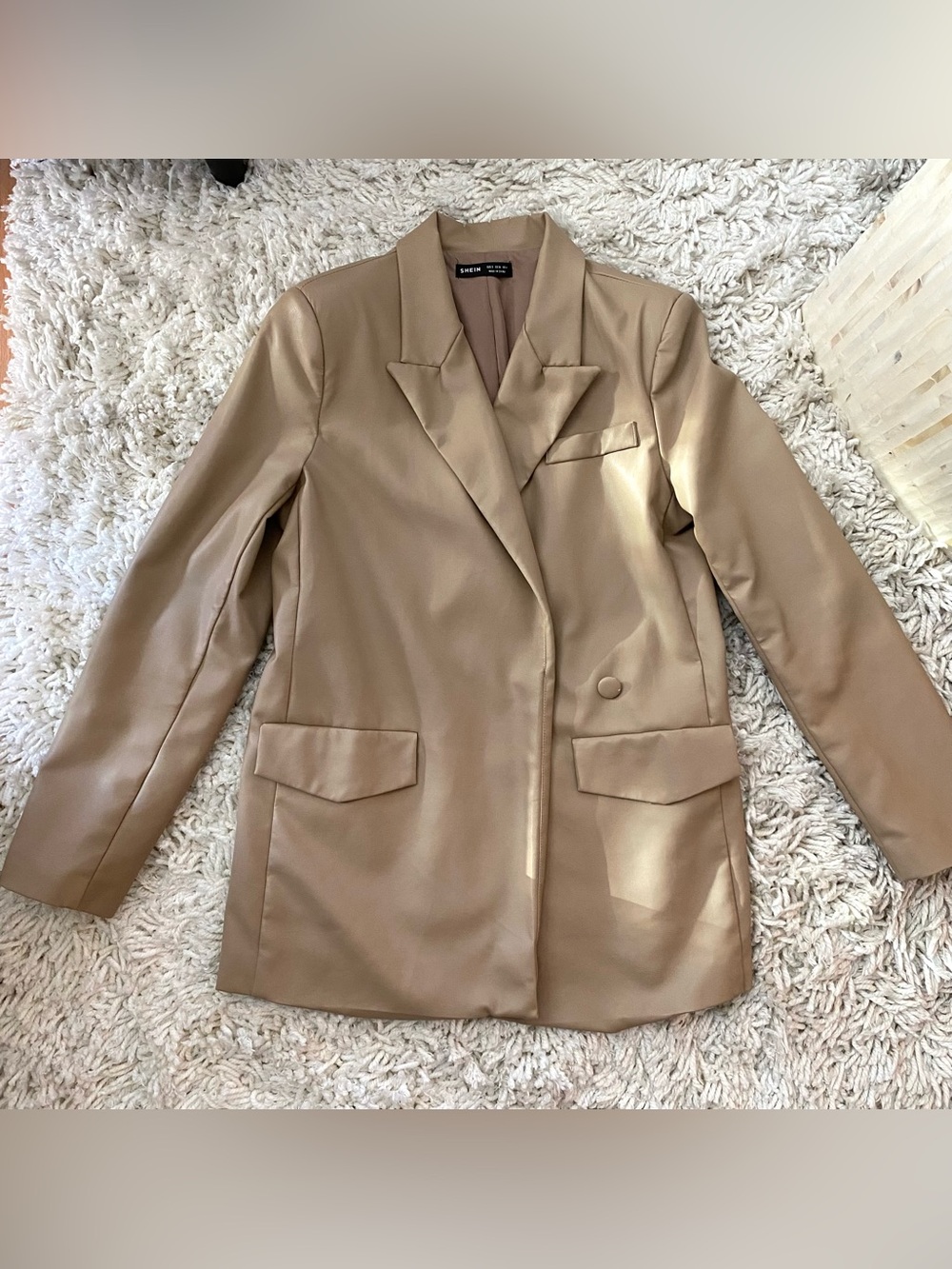 Chic Vegan Leather Blazer Jacket Size S